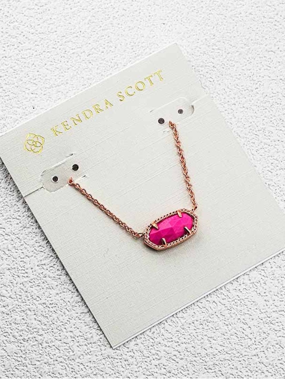 Kendra Scott Rose Gold Necklace with Hot Pink Stone